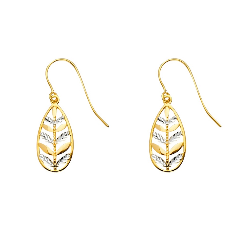 14K Two Tone Hanging Earrings for Women